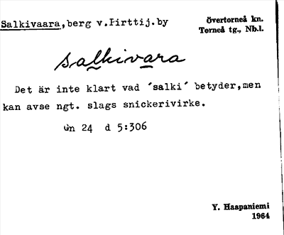Bild på arkivkortet för arkivposten Salkivaara