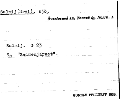 Bild på arkivkortet för arkivposten Salmij(ärvi), se Salmenjärvet