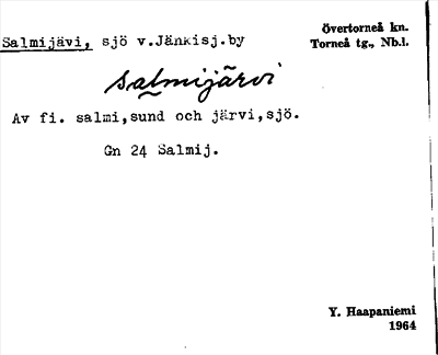 Bild på arkivkortet för arkivposten Salmijävi