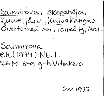 Bild på arkivkortet för arkivposten Salmirova