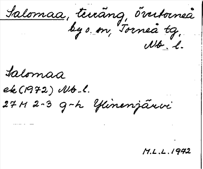 Bild på arkivkortet för arkivposten Salomaa