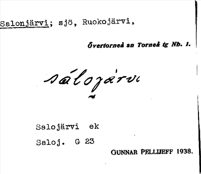 Bild på arkivkortet för arkivposten Salonjärvi
