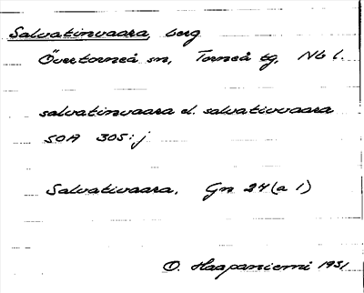 Bild på arkivkortet för arkivposten Salvatinvaara