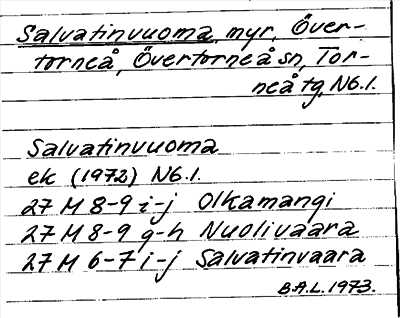 Bild på arkivkortet för arkivposten Salvatinvuoma