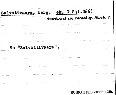 Bild på arkivkortet för arkivposten Salvativaara, se Salvattivaara