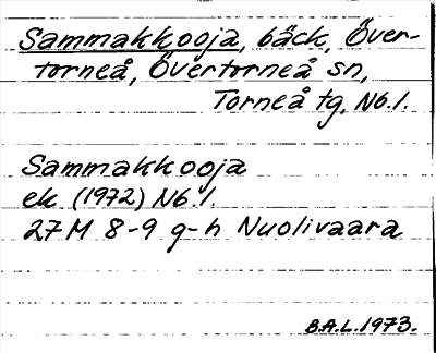Bild på arkivkortet för arkivposten Sammakkooja