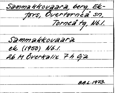 Bild på arkivkortet för arkivposten Sammakkovaara