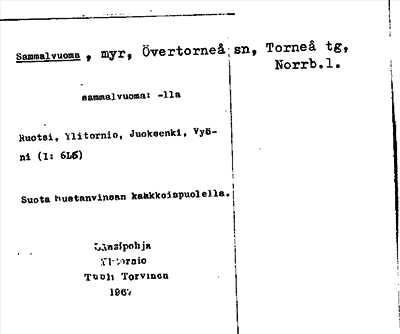Bild på arkivkortet för arkivposten Sammalvuoma