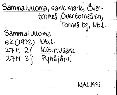 Bild på arkivkortet för arkivposten Sammalvuoma
