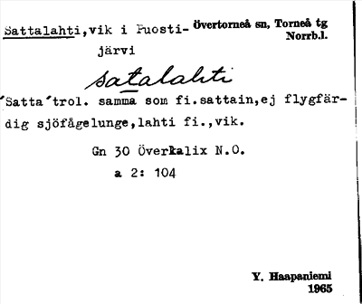 Bild på arkivkortet för arkivposten Sattalahti