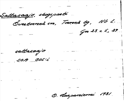 Bild på arkivkortet för arkivposten Sattasaajo