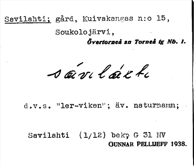 Bild på arkivkortet för arkivposten Savilahti