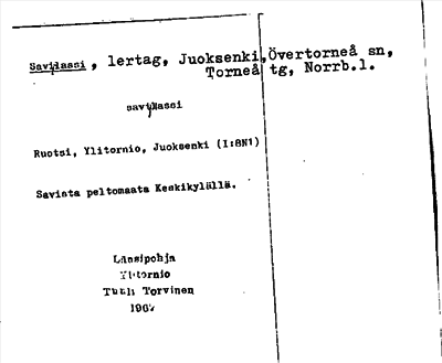 Bild på arkivkortet för arkivposten Saviplassi