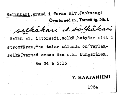 Bild på arkivkortet för arkivposten Selkäkari