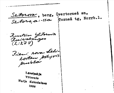 Bild på arkivkortet för arkivposten Settorova