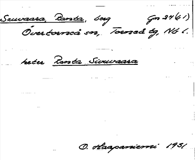 Bild på arkivkortet för arkivposten Seuvaara, Ranta