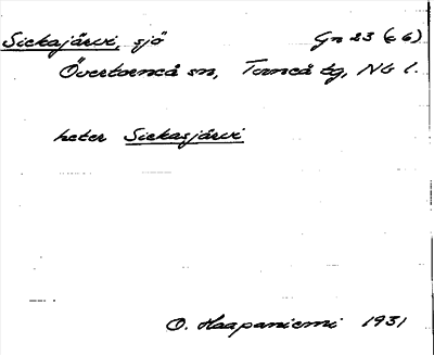 Bild på arkivkortet för arkivposten Siekajärvi