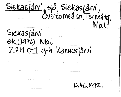 Bild på arkivkortet för arkivposten Siekasjärvi