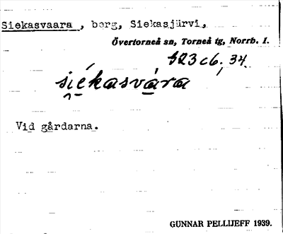 Bild på arkivkortet för arkivposten Siekasvaara