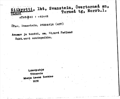 Bild på arkivkortet för arkivposten Sigurd, Siikyrtti