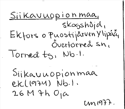 Bild på arkivkortet för arkivposten Siikavuopionmaa