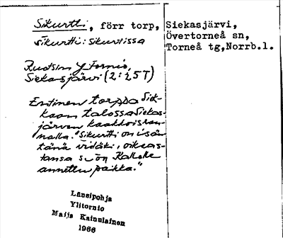 Bild på arkivkortet för arkivposten Sikurtti