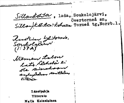 Bild på arkivkortet för arkivposten Sillankohta