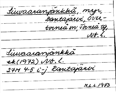 Bild på arkivkortet för arkivposten Siuvaaranjänkkä