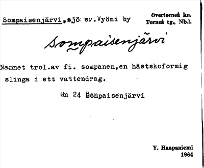 Bild på arkivkortet för arkivposten Sompaisenjärvi