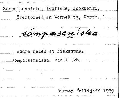 Bild på arkivkortet för arkivposten Sompaisenniska