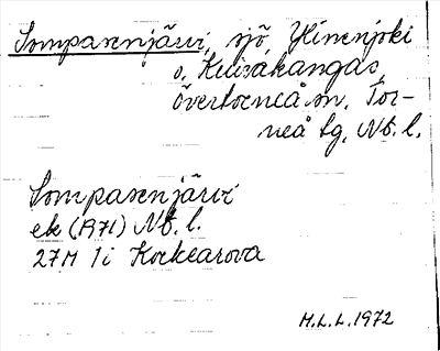Bild på arkivkortet för arkivposten Sompasenjärvi