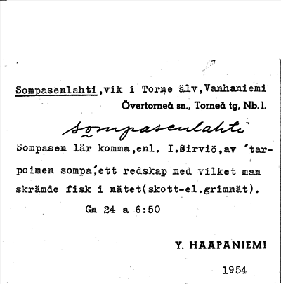 Bild på arkivkortet för arkivposten Sompasenlahti