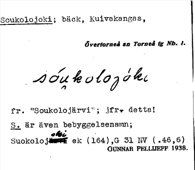 Bild på arkivkortet för arkivposten Soukolojoki