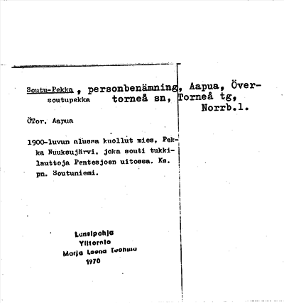 Bild på arkivkortet för arkivposten Soutu-Pekka