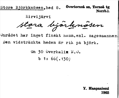 Bild på arkivkortet för arkivposten Stora Björkknösen