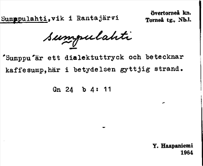 Bild på arkivkortet för arkivposten Sumppulahti