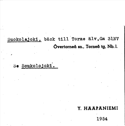 Bild på arkivkortet för arkivposten Suokolajoki, se Soukolojoki