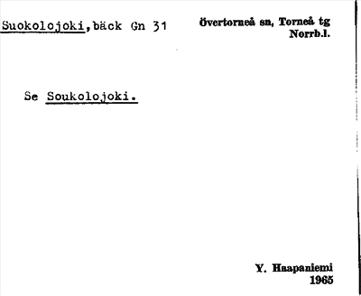 Bild på arkivkortet för arkivposten Suokolojoki, se Soukolojoki