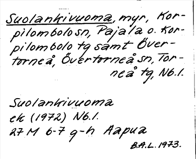 Bild på arkivkortet för arkivposten Suolankivuoma