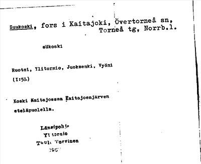 Bild på arkivkortet för arkivposten Suukoski
