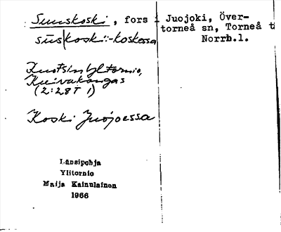 Bild på arkivkortet för arkivposten Suuskoski