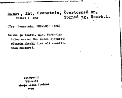 Bild på arkivkortet för arkivposten Suutari