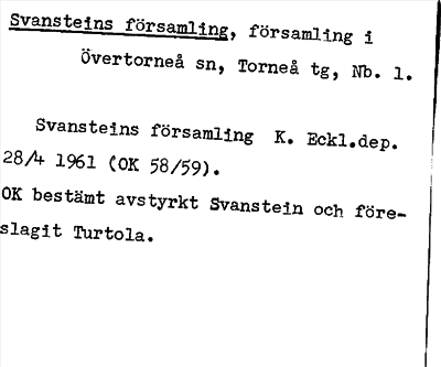 Bild på arkivkortet för arkivposten Svansteins församling