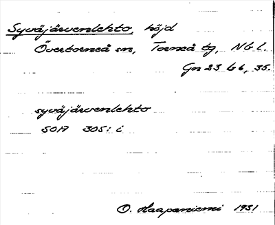 Bild på arkivkortet för arkivposten Syväjärvenlehto