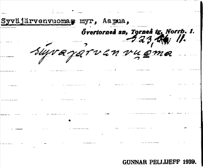 Bild på arkivkortet för arkivposten Syväjärvenvuoma