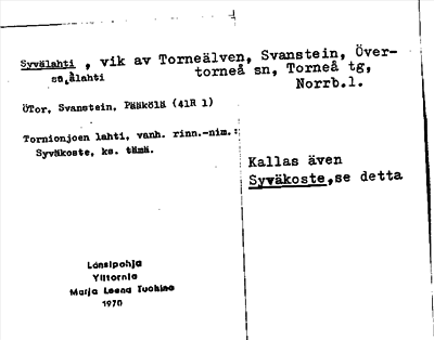 Bild på arkivkortet för arkivposten Syvälahti