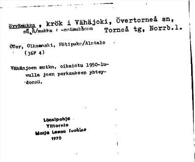Bild på arkivkortet för arkivposten Syvämukka