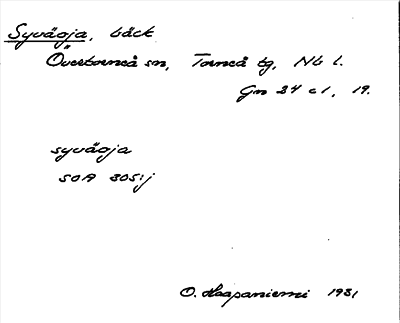 Bild på arkivkortet för arkivposten Syväoja