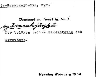 Bild på arkivkortet för arkivposten Syvävaaranjänkkä