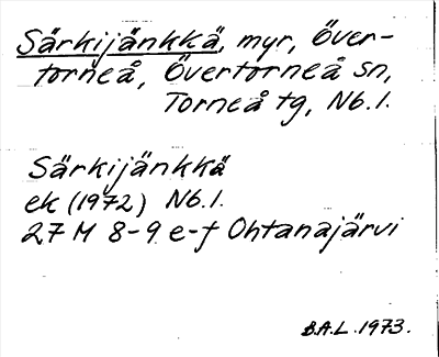 Bild på arkivkortet för arkivposten Särkijänkkä